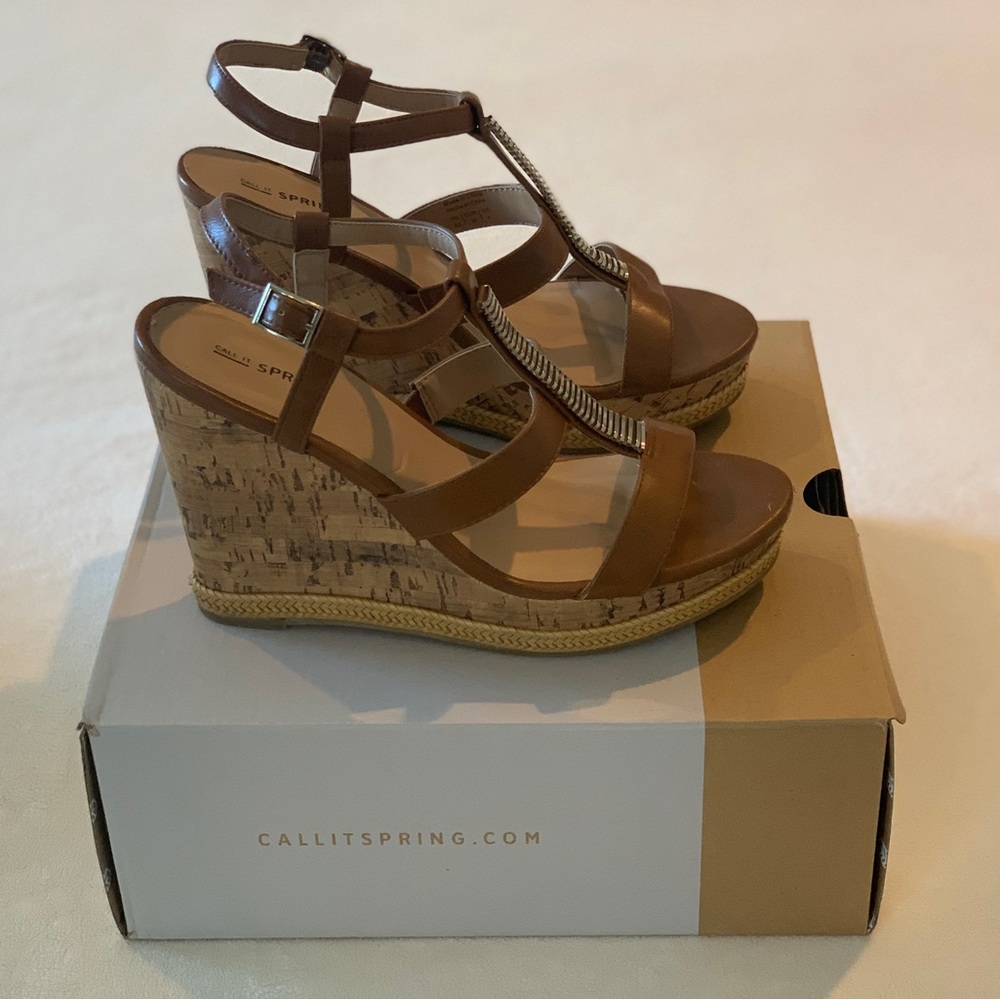 Call It Spring Size 8.5 Brown Wedges - image 2